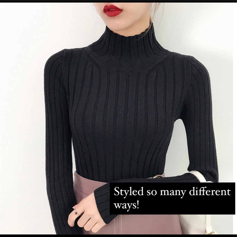 Black Knit Long Sleeve Turtleneck - Picture 4 of 5